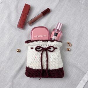[100% HANDMADE] Pouch Rajut Kosmetik & Skincare / Tas Serut Rajut Multifungsi