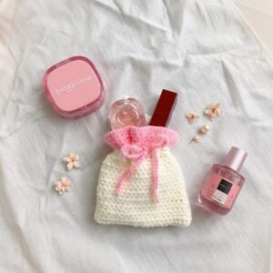 [100% HANDMADE] Mini Pouch Rajut Kosmetik & Skincare / Tas Serut Rajut Multifungsi